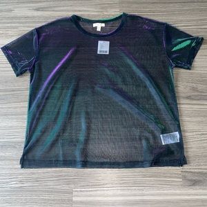 Urban Outfitter Mesh Top. GREEN/PURPLE SIZE M